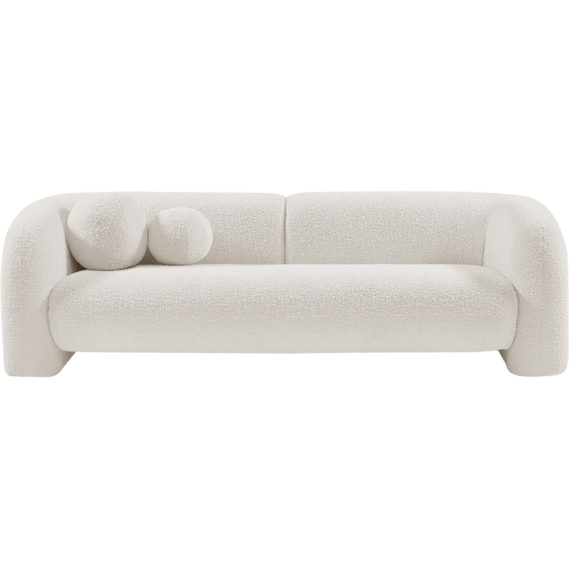 meridian furniture emory cream boucle fabric sofa