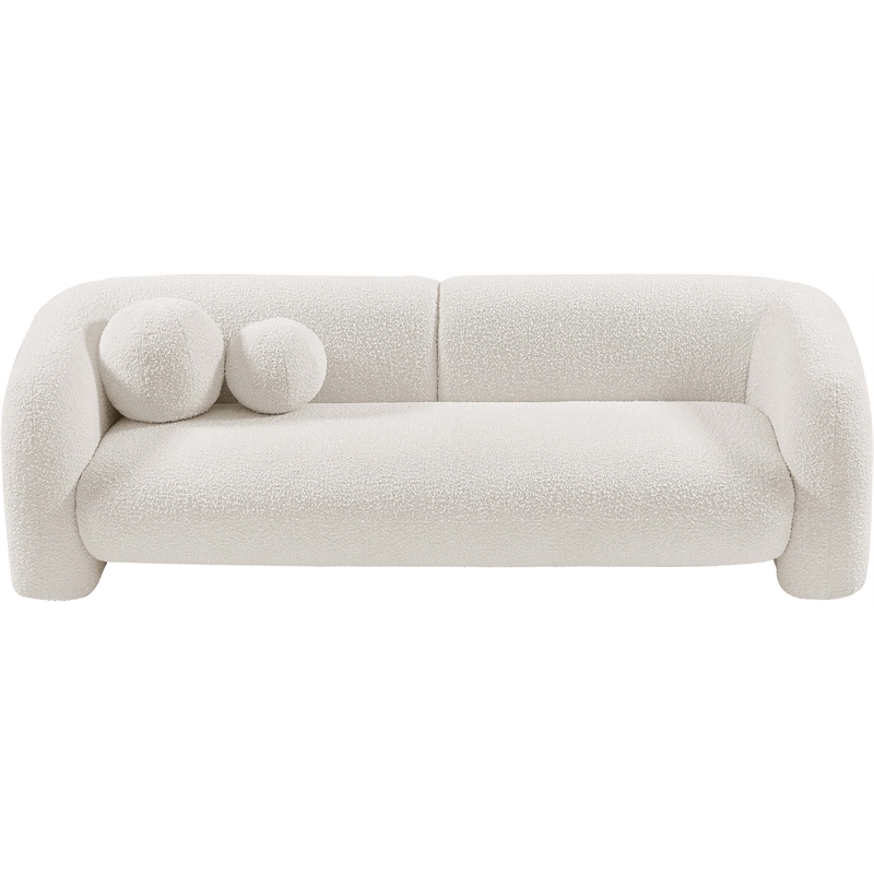 meridian furniture emory cream boucle fabric sofa