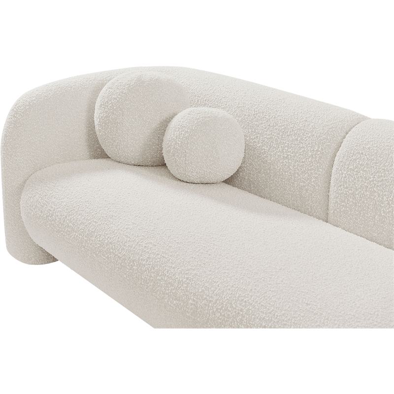 meridian furniture emory cream boucle fabric sofa
