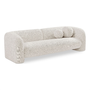 meridian furniture emory cream boucle fabric sofa