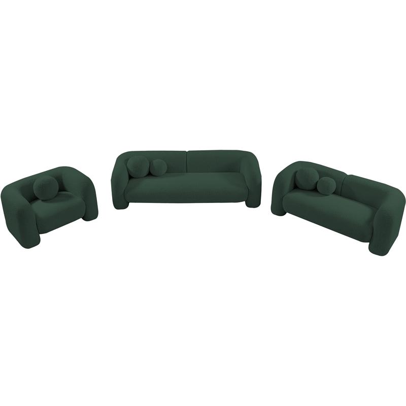 Meridian Furniture Emory Green Boucle Fabric Loveseat