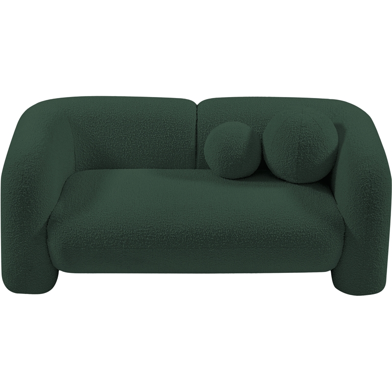 Meridian Furniture Emory Green Boucle Fabric Loveseat