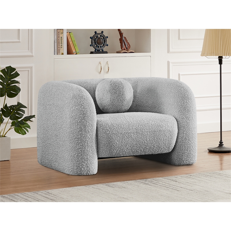meridian furniture emory grey boucle fabric chair