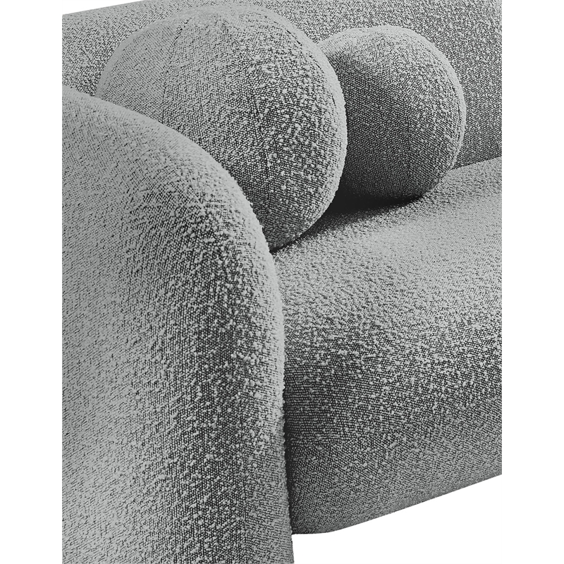 meridian furniture emory grey boucle fabric chair