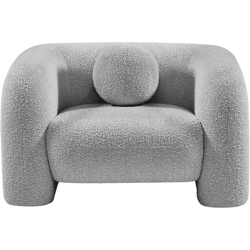 meridian furniture emory grey boucle fabric chair