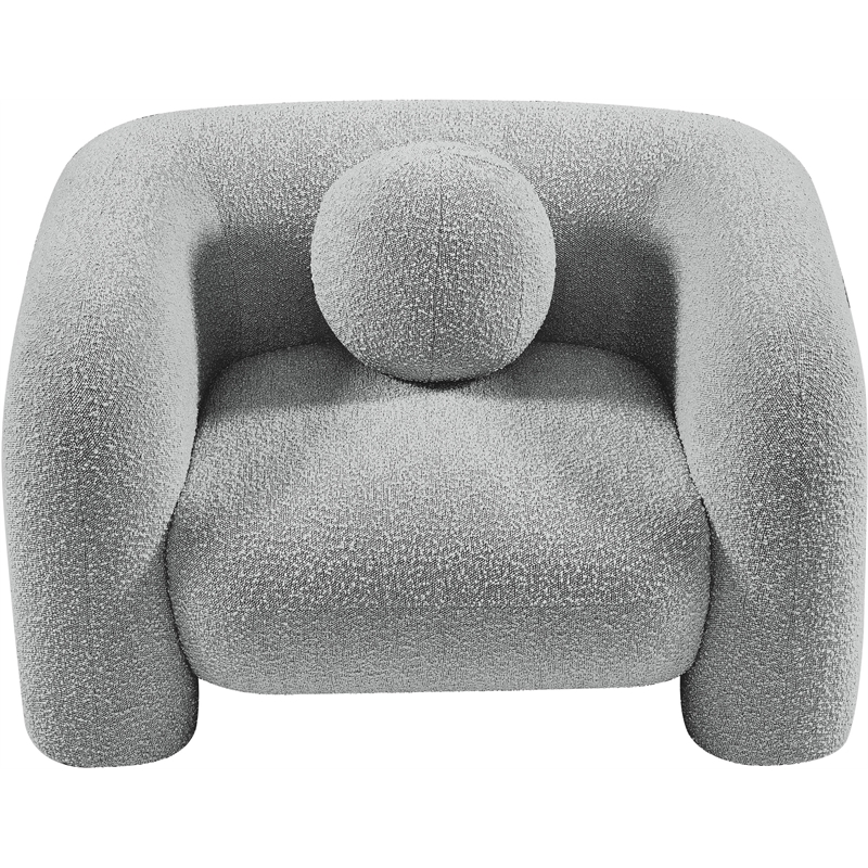 meridian furniture emory grey boucle fabric chair
