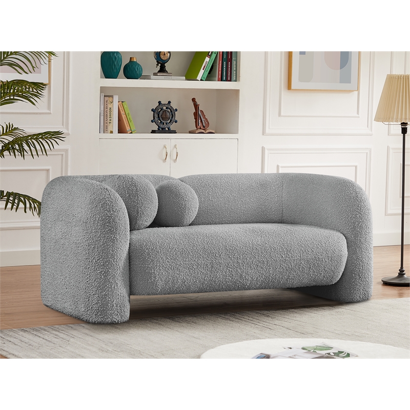 Meridian Furniture Emory Grey Boucle Fabric Loveseat