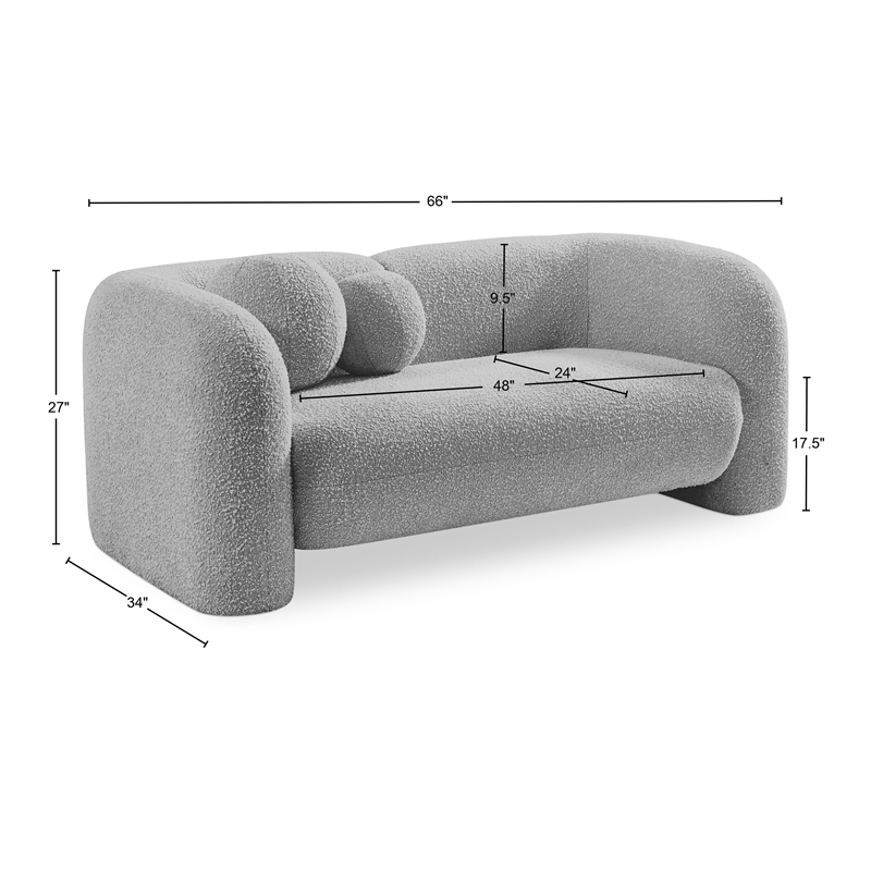 Meridian Furniture Emory Grey Boucle Fabric Loveseat