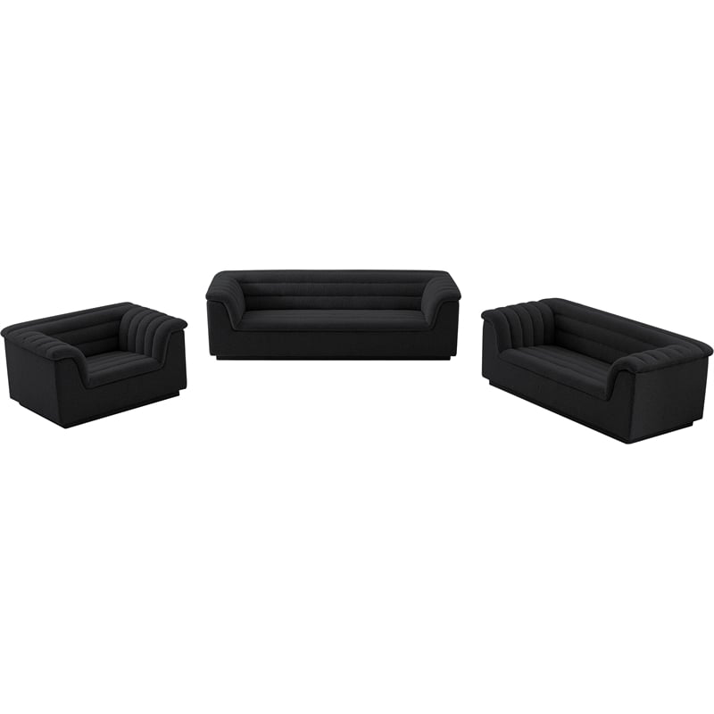 Meridian Furniture Cascade Black Boucle Fabric Loveseat