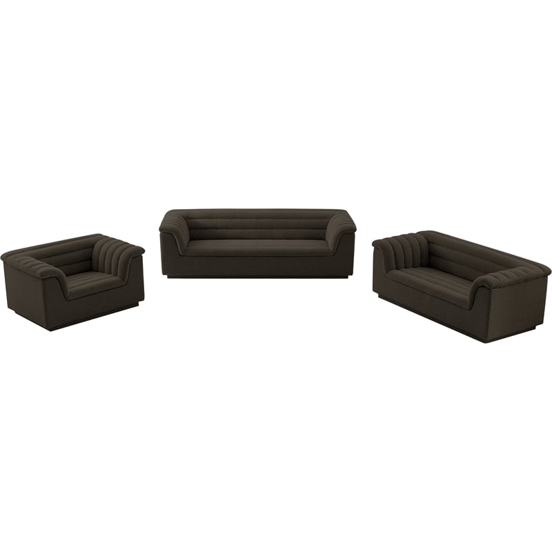 Meridian Furniture Cascade Brown Boucle Fabric Sofa