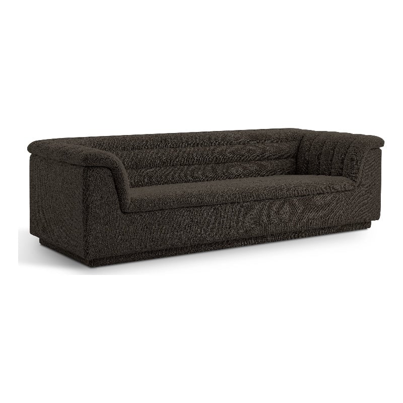 Meridian Furniture Cascade Brown Boucle Fabric Sofa