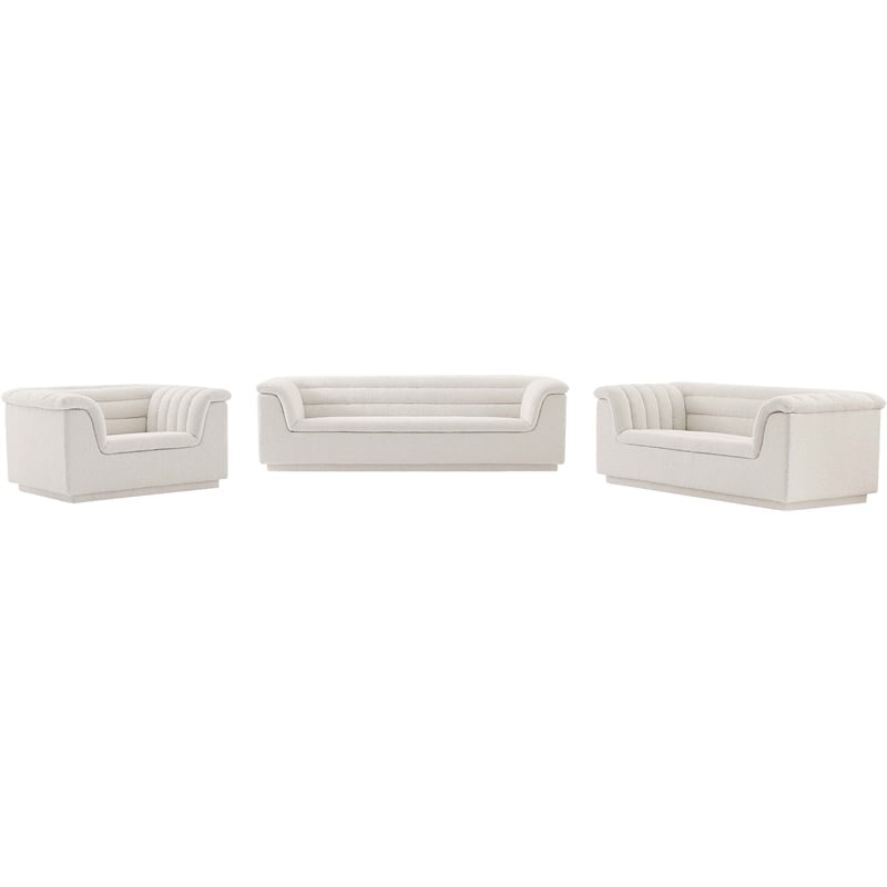 Meridian Furniture Cascade Cream Boucle Fabric Loveseat
