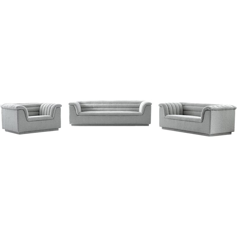 Meridian Furniture Cascade Grey Boucle Fabric Loveseat