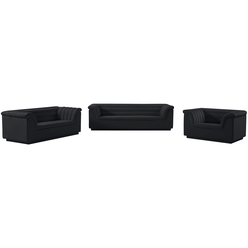 Meridian Furniture Cascade Black Velvet Fabric Chair