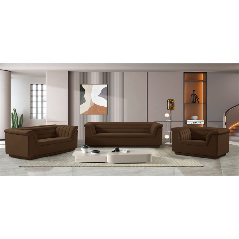 Meridian Furniture Cascade Brown Velvet Fabric Chair