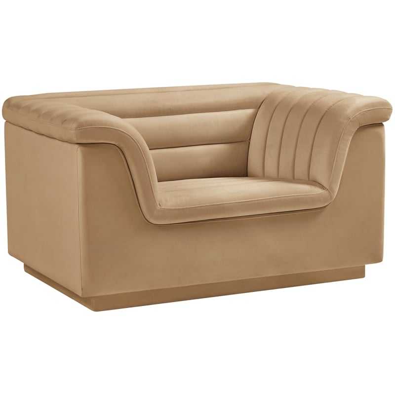 Meridian Furniture Cascade Camel Velvet Fabric Chair