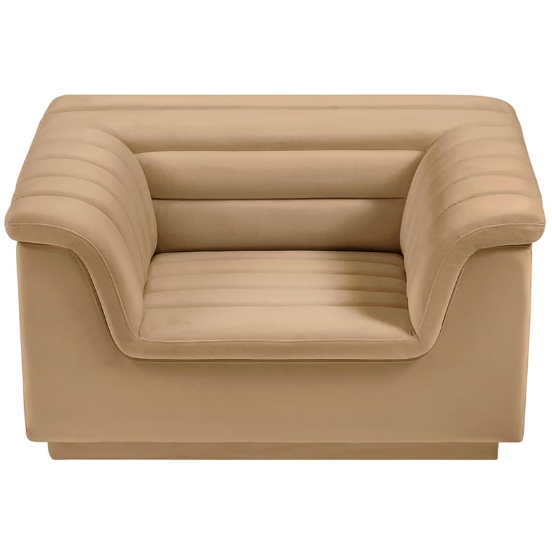 Meridian Furniture Cascade Camel Velvet Fabric Chair