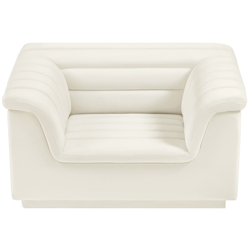 Meridian Furniture Cascade Cream Velvet Fabric Chair