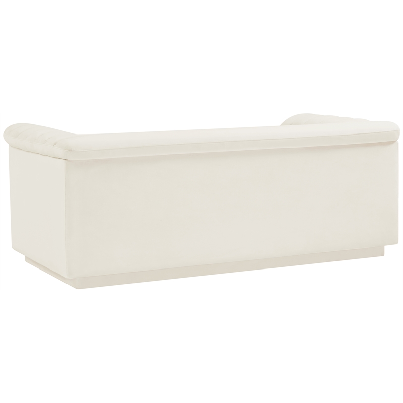 Meridian Furniture Cascade Cream Velvet Fabric Loveseat
