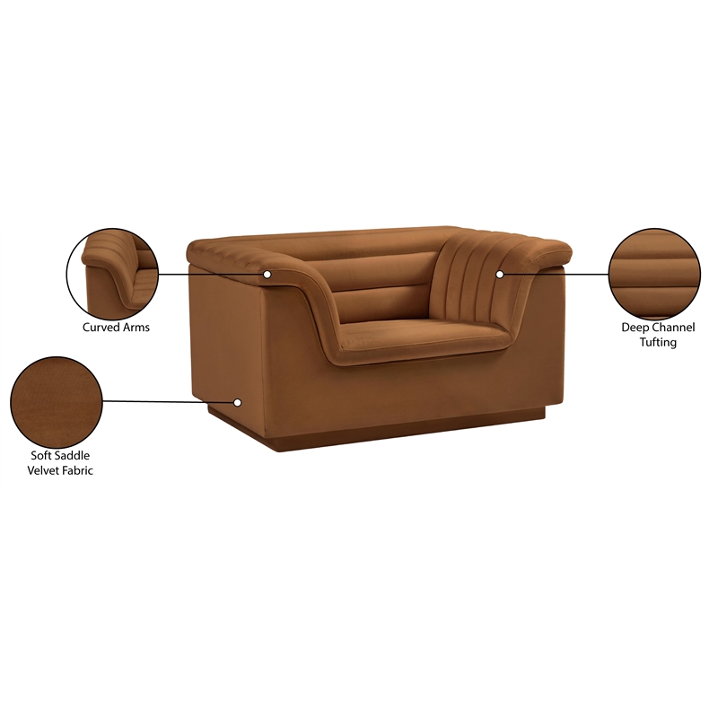 Meridian Furniture Cascade Saddle Velvet Fabric Chair