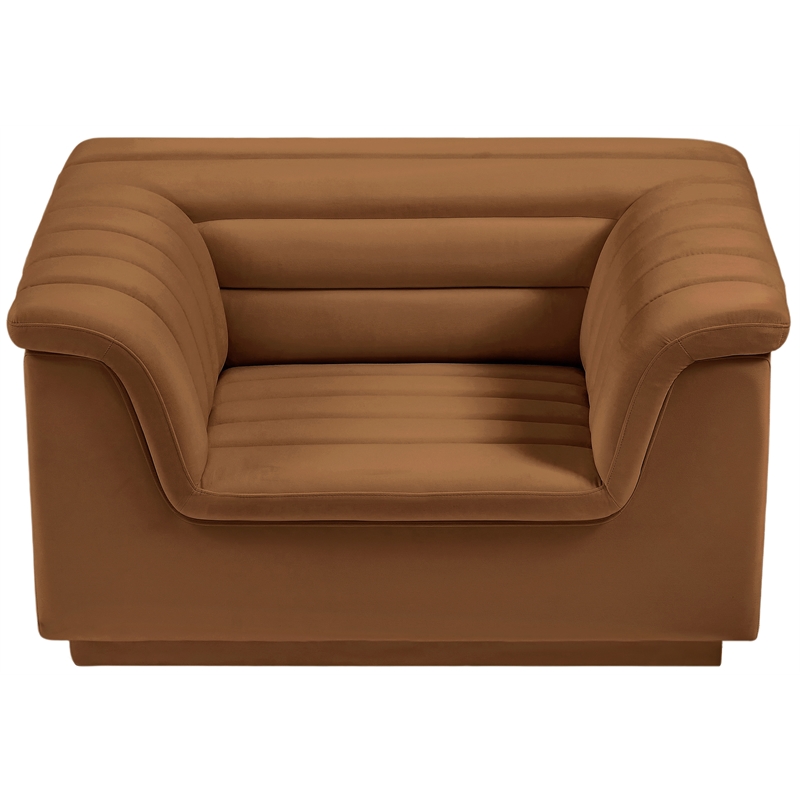 Meridian Furniture Cascade Saddle Velvet Fabric Chair