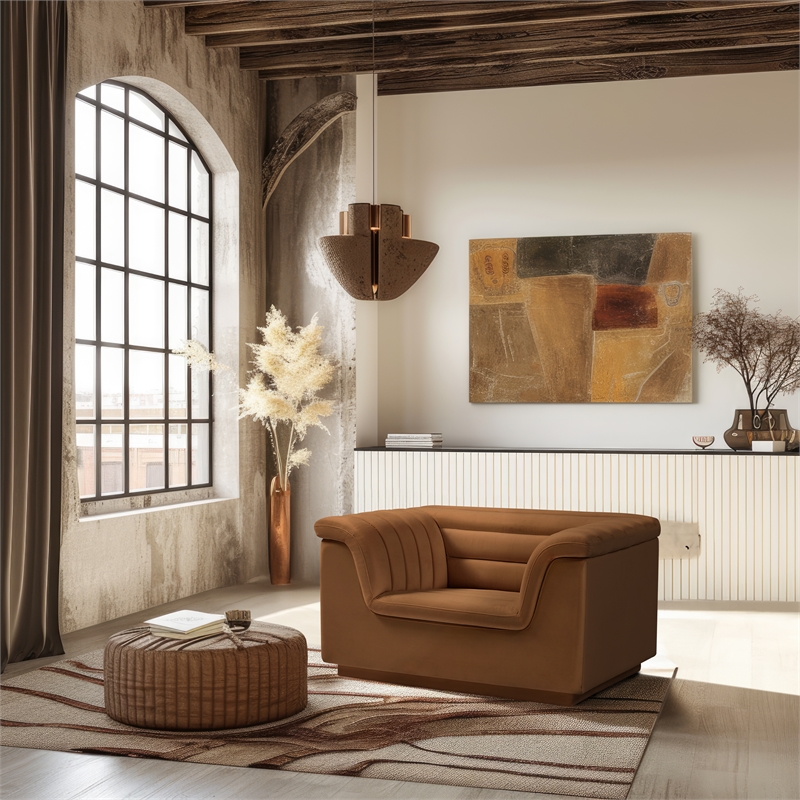 Meridian Furniture Cascade Saddle Velvet Fabric Chair