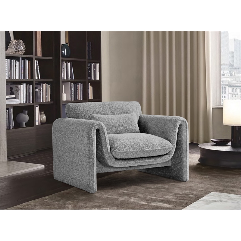 Meridian Furniture Stylus Grey Boucle Fabric Chair