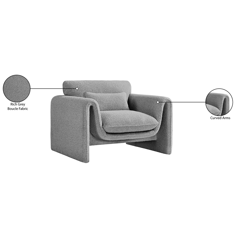 Meridian Furniture Stylus Grey Boucle Fabric Chair