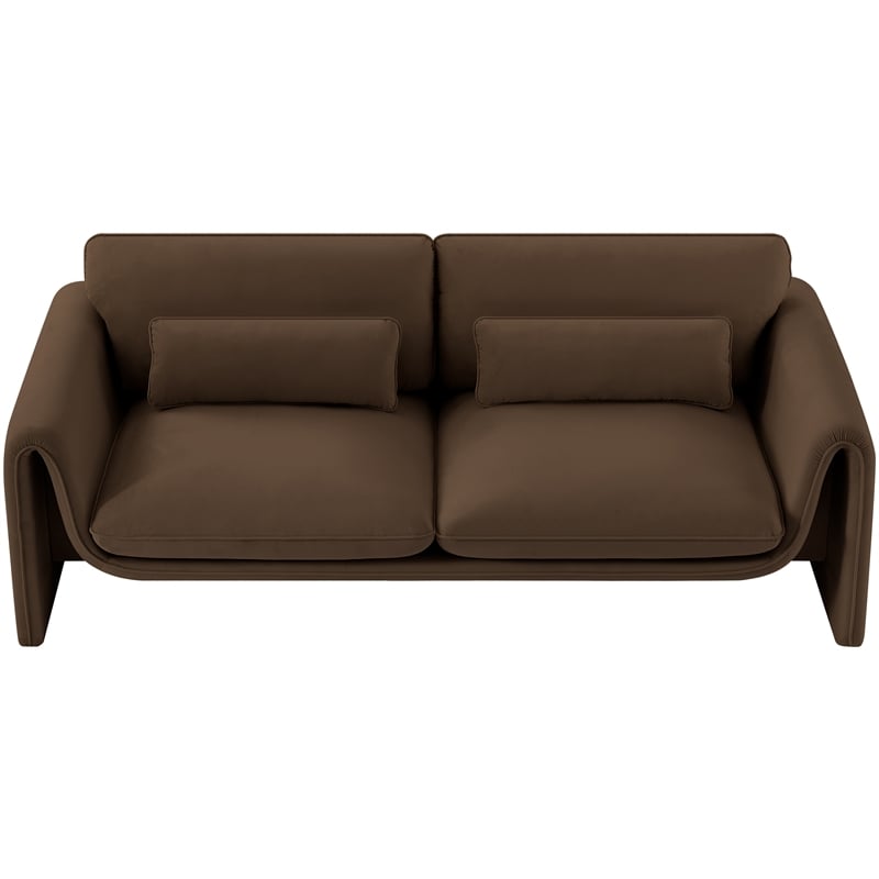 Meridian Furniture Sloan Brown Velvet Fabric Sofa