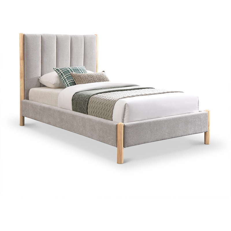Meridian Furniture Kona Grey Fabric Twin Bed