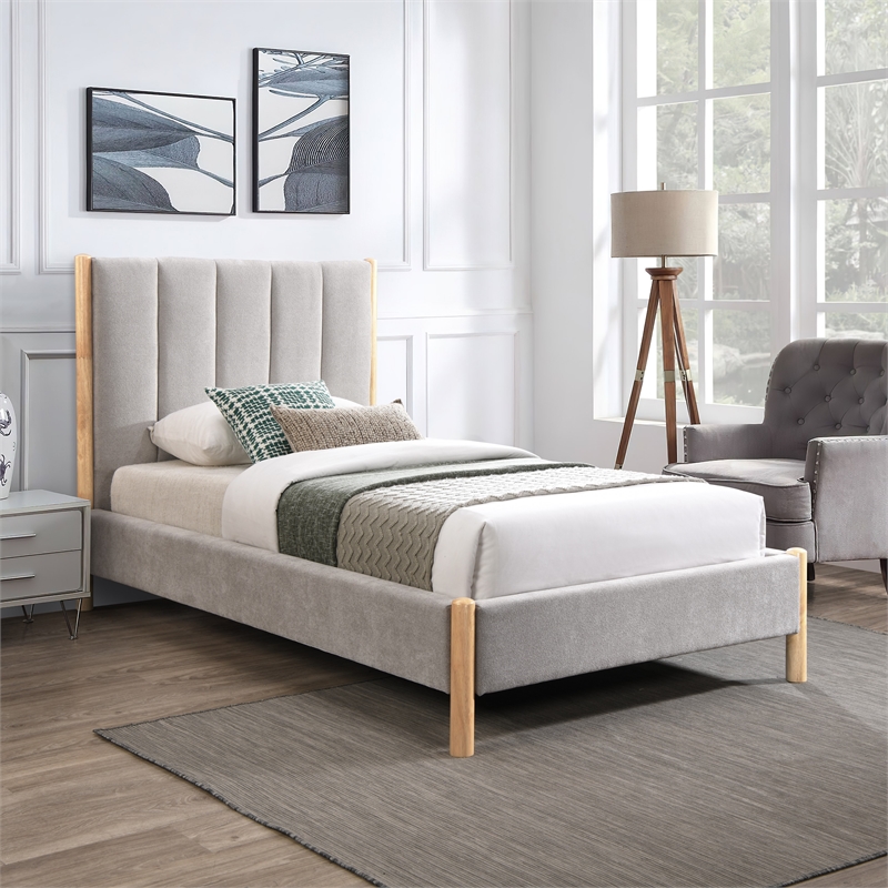 Meridian Furniture Kona Grey Fabric Twin Bed