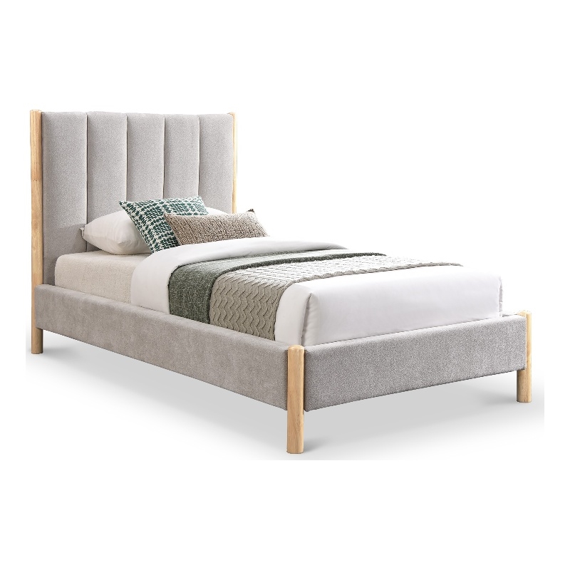 Meridian Furniture Kona Grey Fabric Twin Bed