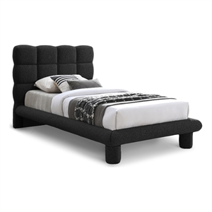 Meridian Furniture Deco Black Boucle Fabric Twin Bed