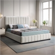 Meridian Furniture Lucia Beige Linen Textured Fabric Full Bed