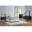 Meridian Furniture Lucia Beige Linen Textured Fabric Full Bed