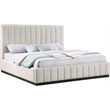 Meridian Furniture Lucia Beige Linen Textured Fabric King Bed