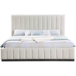 Meridian Furniture Lucia Beige Linen Textured Fabric King Bed