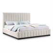 Meridian Furniture Lucia Beige Linen Textured Fabric King Bed
