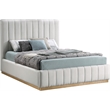 Meridian Furniture Lucia Cream Linen Textured Fabric Full Bed