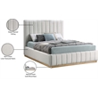 Meridian Furniture Lucia Cream Linen Textured Fabric Full Bed