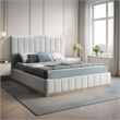 Meridian Furniture Lucia Cream Linen Textured Fabric Full Bed