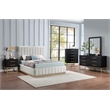 Meridian Furniture Lucia Cream Linen Textured Fabric Full Bed