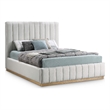 Meridian Furniture Lucia Cream Linen Textured Fabric Full Bed
