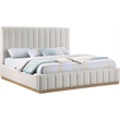 Meridian Furniture Lucia Cream Linen Textured Fabric King Bed