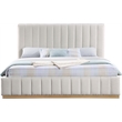 Meridian Furniture Lucia Cream Linen Textured Fabric King Bed