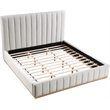 Meridian Furniture Lucia Cream Linen Textured Fabric King Bed