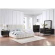 Meridian Furniture Lucia Cream Linen Textured Fabric King Bed
