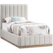 Meridian Furniture Lucia Cream Linen Textured Fabric Twin Bed