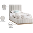 Meridian Furniture Lucia Cream Linen Textured Fabric Twin Bed