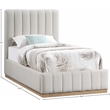 Meridian Furniture Lucia Cream Linen Textured Fabric Twin Bed